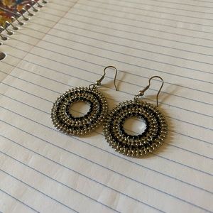 Black and Silver Circle Statement Earrings